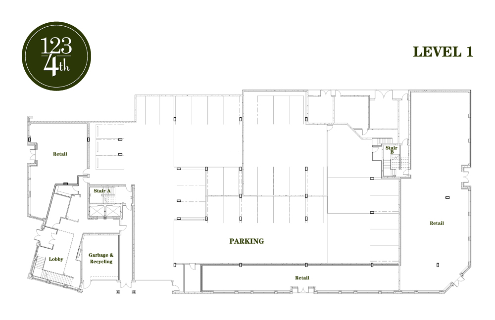 123 4th Apartment floor plan - Downtown Olympia Apartments